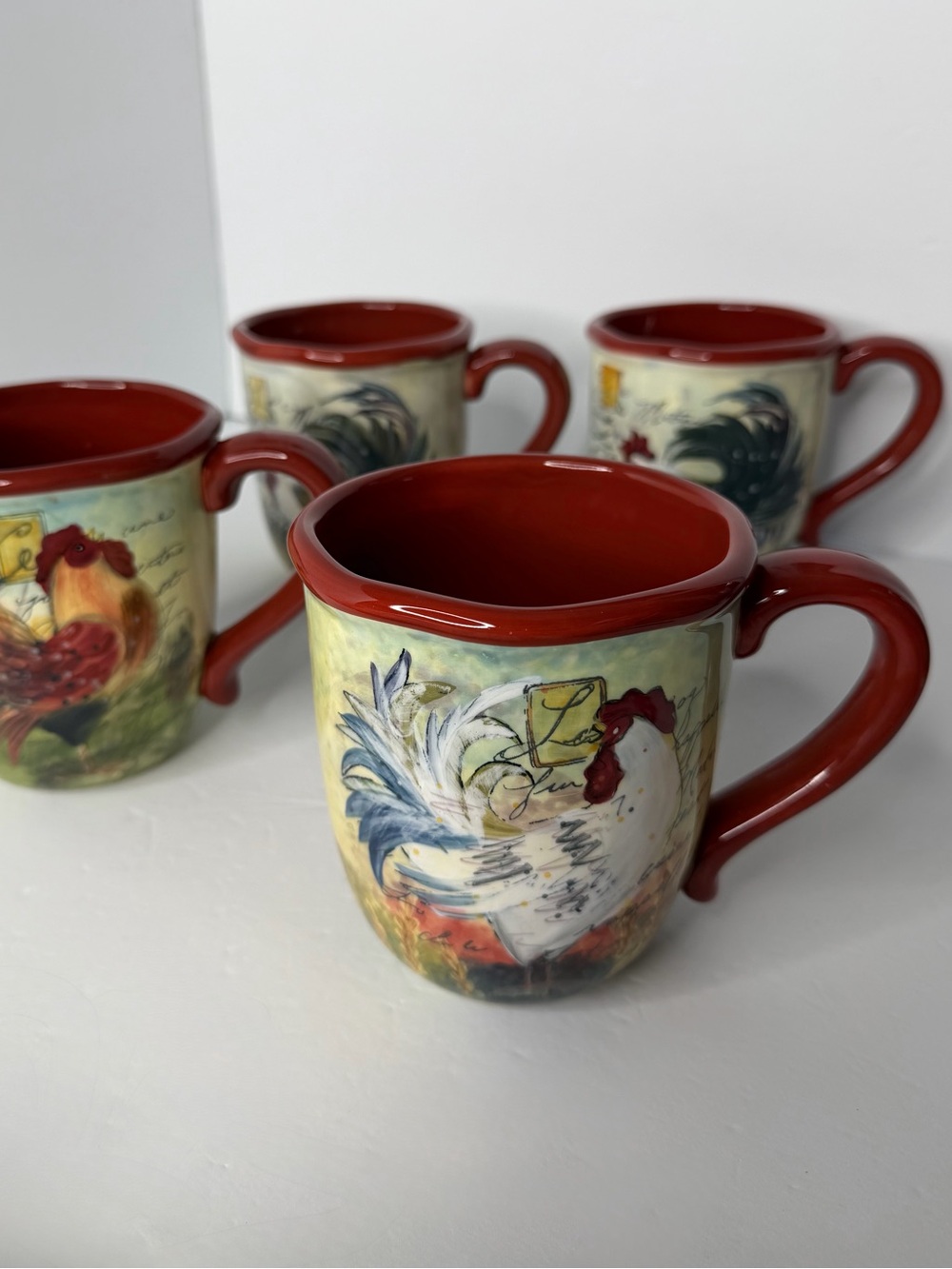 Le Rooster by Certified International mugs Susan Winget
 Coffee Mug  - Set of 4